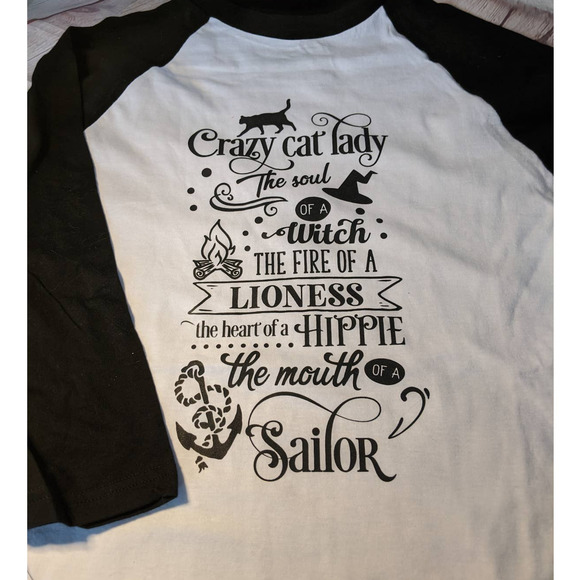 New CRAZY‎ CAT LADY baseball shirt - Picture 1 of 3